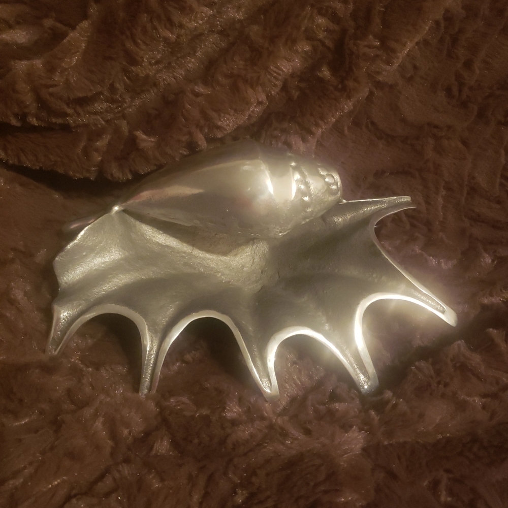 Vintage Silver Tone Seashell Dish Or Decorative Object Nautical Seashore Decor